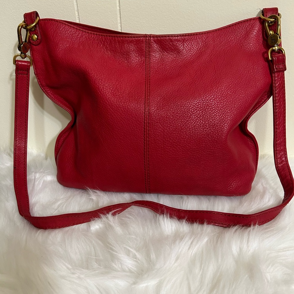 HOBO Pier Red Leather Shoulder Bag
